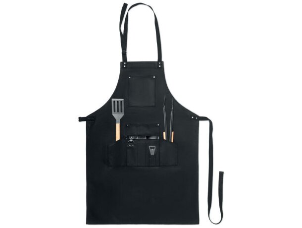 Set de barbacoa con delantal Sous Chef Negro detalle 4