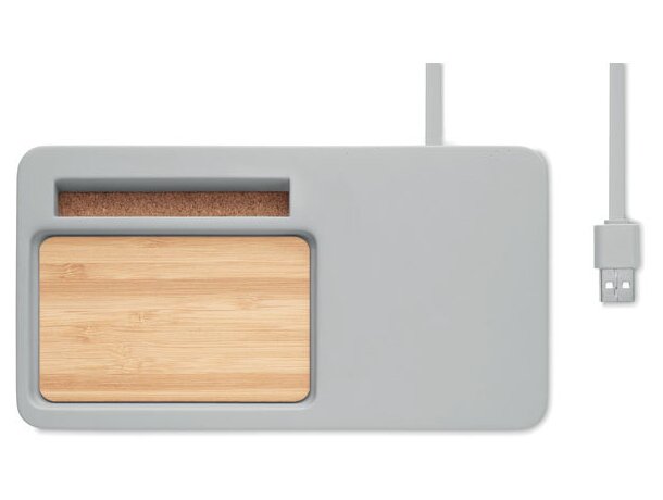 Set de sobremesa con cargador inalámbrico Viana Desk Gris claro detalle 2