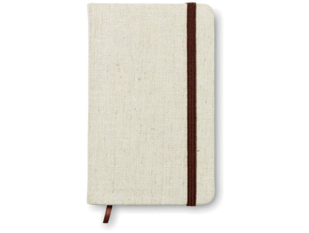 Libreta Senduria A6 con tapa de canvas beige y 96 hojas rayadas Beige detalle 4