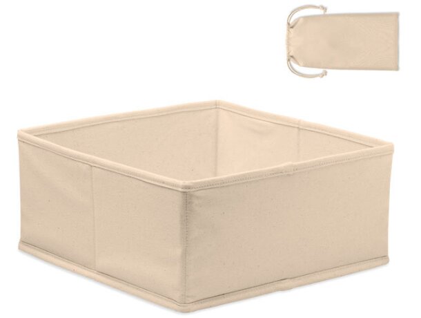 Caja plegable de algodón con bolsa de cierre de cuerdas Beige detalle 6