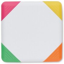 Subrayador cuadrado con cuatro colores personalizado blanco