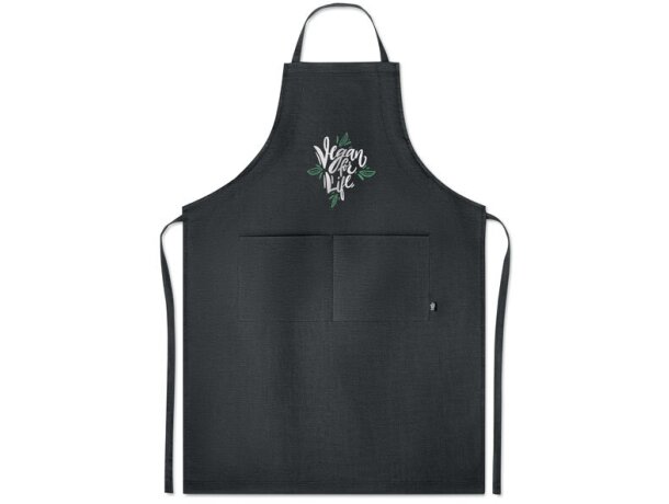 Delantales con logotipo fabricado en cáñamo 200 g/m2 Naima Apron Negro detalle 1