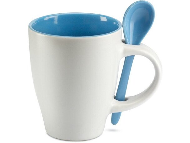 Taza de cerámica cónica con cuchara azul barata