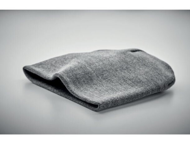Gorros invierno unisex en suave poliéster elástico rPET Blanco/negro detalle 5