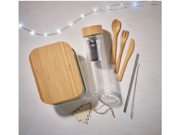Fiambrera vidrio y tapa bambú Tundra Lunchbox Violeta detalle 3