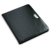 Carpeta Buswe Big negra PU con placa grabable A4