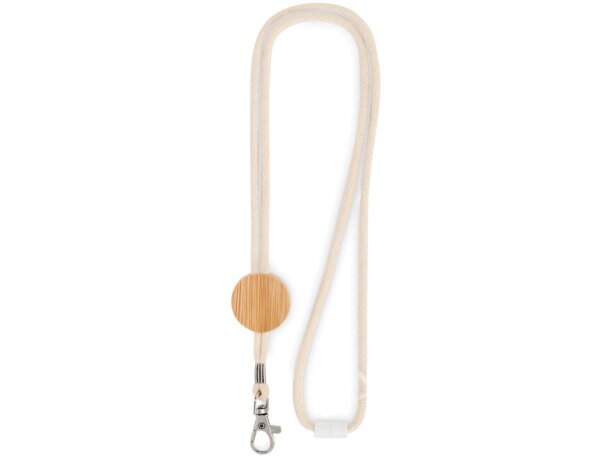 Lanyard algodón con mosquetón Kara Beige detalle 1