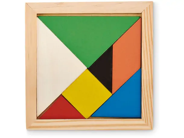 Puzzle tangram madera natural con piezas geométricas