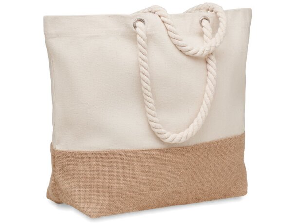 Bolsas de playa personalizadas Pantai canvas 280 gr con yute Beige detalle 2