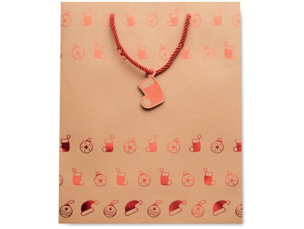 Bolsa regalo personalizada papel craft 250 g/m2 Sparkle Rojo detalle 2