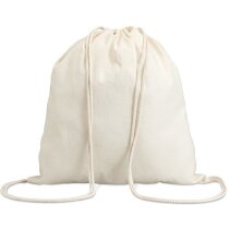 Mochila básica con cordones grabada beige Mochila básica con cordones grabada beige