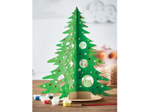 Adorno de navidad para colorear con acuarelas Tree And Paint Madera detalle 5