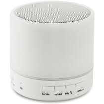 Altavoz circular con bluetooth y luces led merchandising blanco Altavoz circular con bluetooth y luces led merchandising blanco