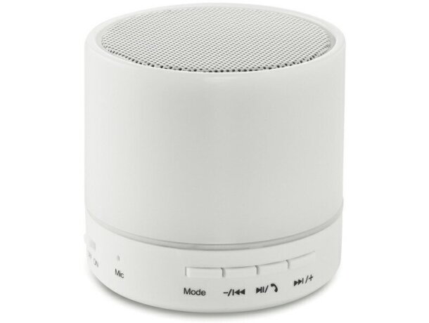 Altavoz circular con bluetooth y luces led merchandising blanco Altavoz circular con bluetooth y luces led merchandising blanco