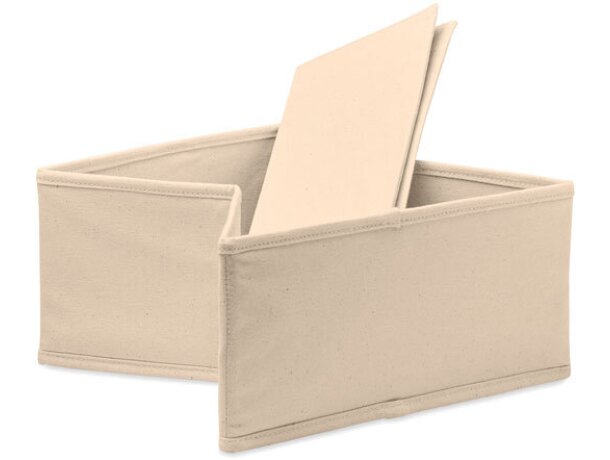 Caja plegable de algodón con bolsa de cierre de cuerdas Beige detalle 2