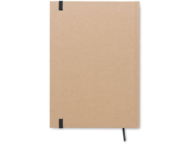 Libreta banda elastica con hojas a rayas y marcapáginas cartón reciclado Musa Negro detalle 1