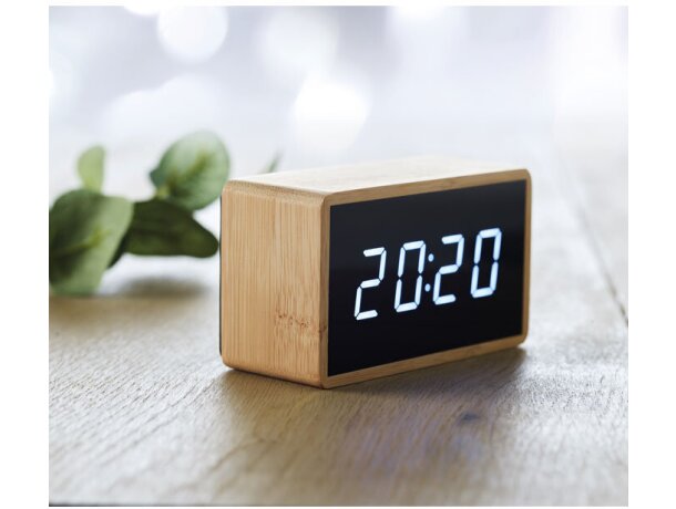 Reloj despertador y temperatura Miri Clock Madera detalle 4