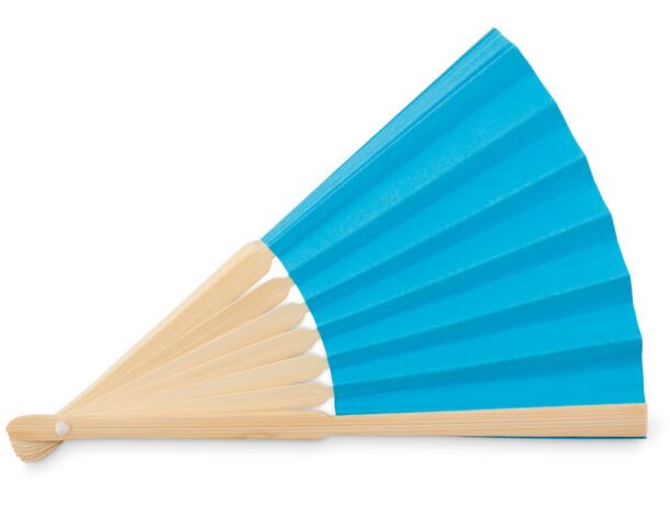 Abanico de bambú Fanny Paper Azul claro detalle 18