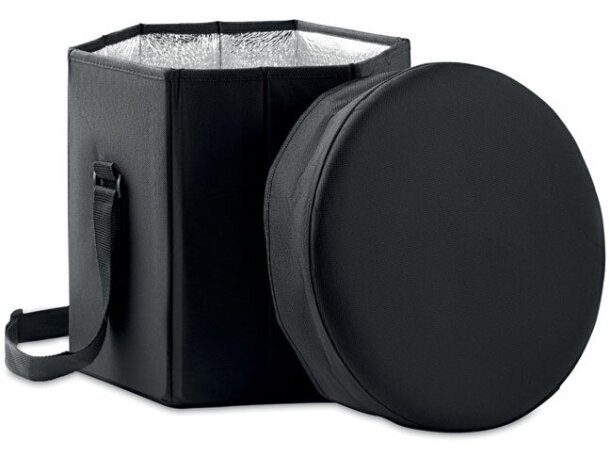 Nevera con taburete o mesa plegable con cinta bandolera ajustable poliéster Seat &amp; Negro detalle 1