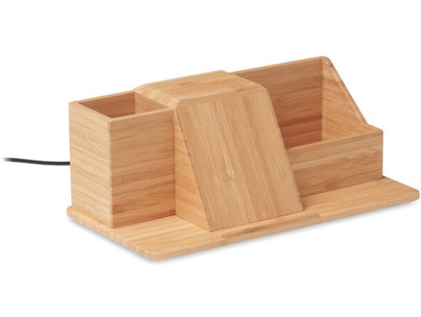 Organizador personalizado Groovy bambú con carga inalámbrica Madera detalle 5