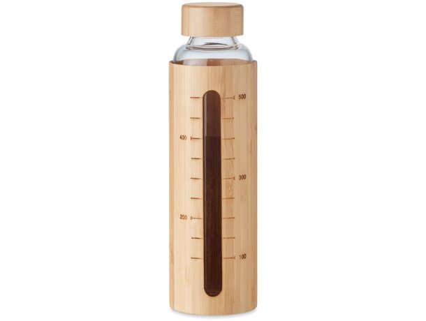 Botella vidrio tapa bambú 600ml Shaumar merchandising