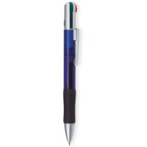 Bolígrafo con cuatro colores personalizado azul transparente