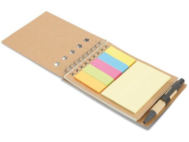 Libreta con kit de notas adhesivas beige personalizado