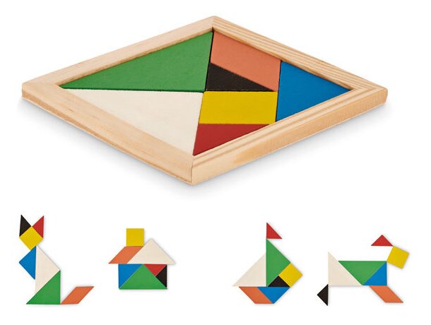 Tangram personalizado madera 7 piezas geométricas económico Madera detalle 3