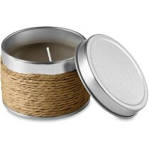 Vela Delicious aromática en latón con yute beige