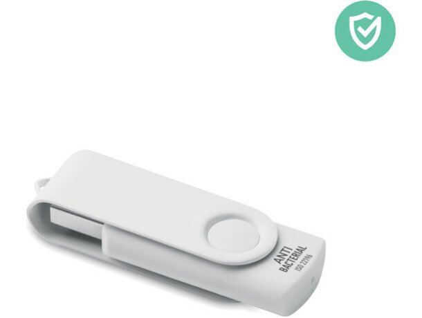 Pendrive antibacterial 16GB con logo corporativo Tech Clean blanco