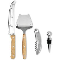 Estuche bambú con accesorios acero para vino