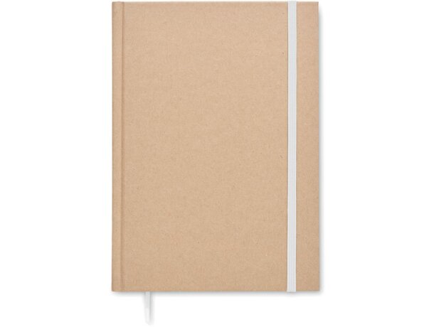 Libreta banda elastica con hojas a rayas y marcapáginas cartón reciclado Musa Blanco detalle 13
