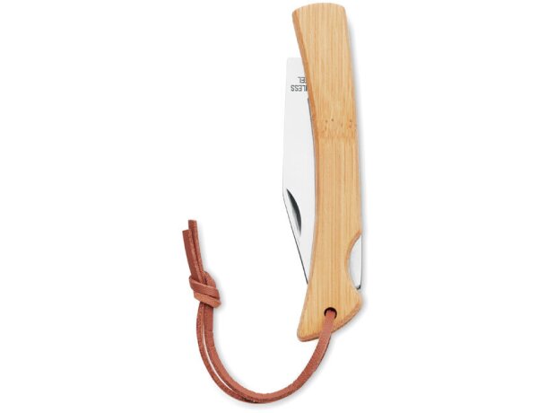 Cuchillo plegable de bambú Mansan Madera detalle 2