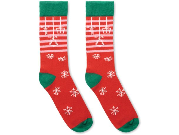 Par de calcetines de Navidad L Joyful L Rojo detalle 2