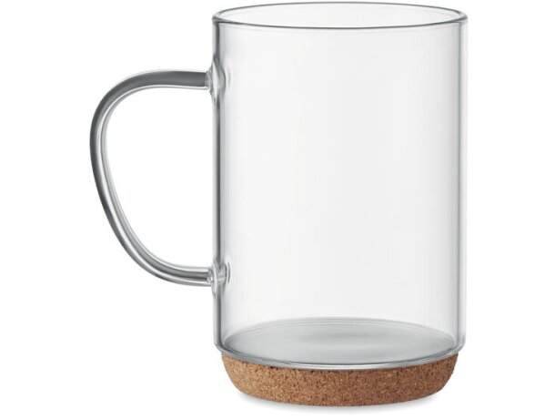 Taza Lisbo cristal borosilicato con base corcho natural 400ml Violeta detalle 4