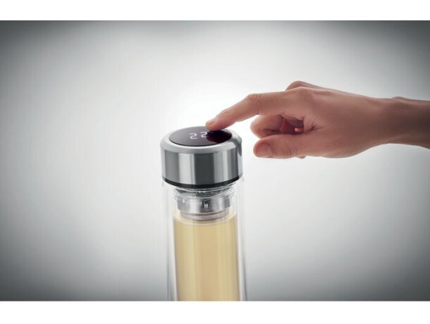 Botella con termometro tactil Pole Glass barata