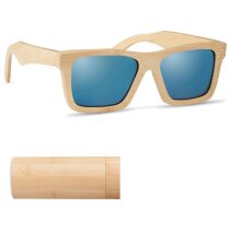 Gafas de sol serigrafiadas en estuche bambú cuadradas