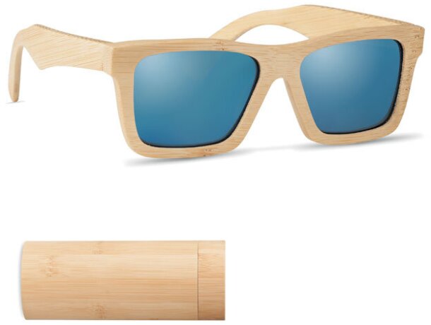 Gafas de sol para merchandising de lentes de espejo bambu Madera detalle 6
