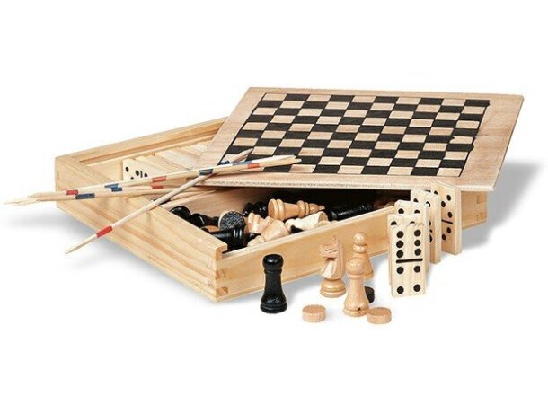 4 juegos en 1 en caja de madera personalizado madera