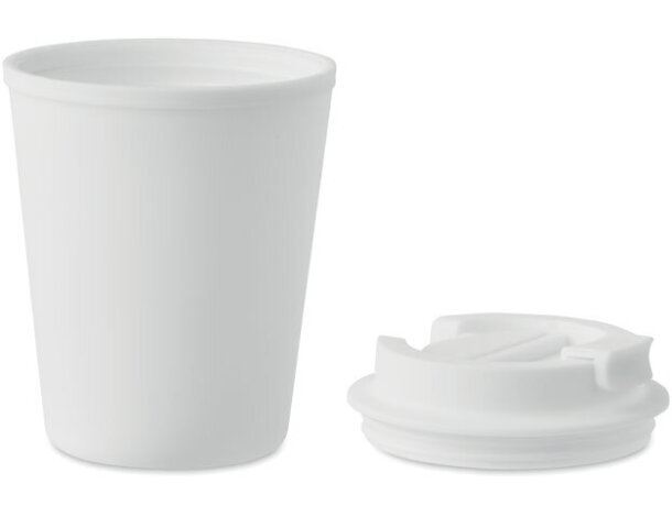 Vasos de plástico con tapa de pp reciclado 300ml Tridus Blanco detalle 7