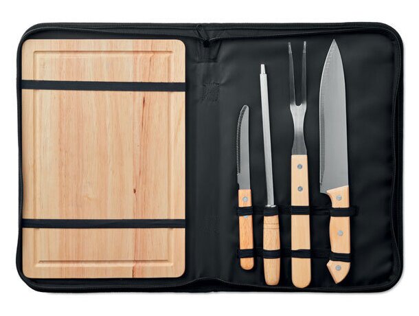 Set barbacoa Grille personalizada accesorios acero tabla bambú Negro detalle 4