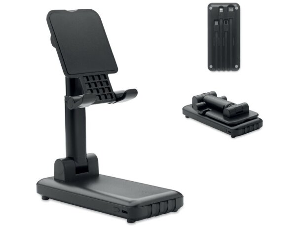 Powerbank Aveli 10000 mAh soporte plegable cables integrados Negro detalle 3