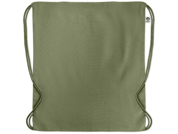 Mochila saco personalizada algodón orgánico Yuki Colour Verde detalle 10