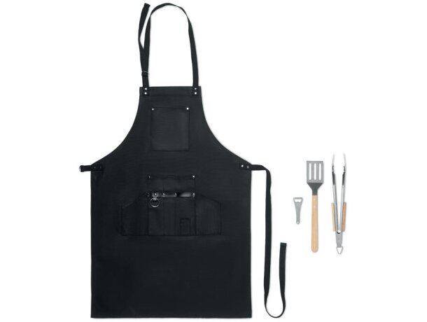 Set de barbacoa con delantal Sous Chef Negro detalle 2