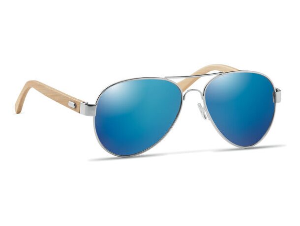 Gafas de sol personalizadas con uv400 bambu Honiara Azul detalle 9