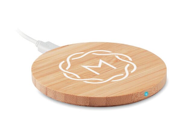 Cargador inalámbrico de bambú Rundo Madera detalle 5