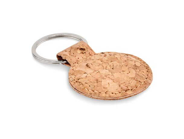 Llavero ecológico publicitario Cincin de corcho redondo Beige detalle 3