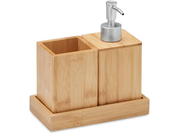 Set de baño de 3 piezas bambú Suomi Madera detalle 1