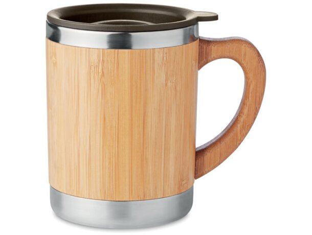 Taza térmica Mokka bambú natural acero inoxidable 300 ml tapa Negro detalle 9