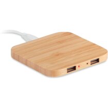 Alfombrilla de ratón publicitaria bambú carga USB natural